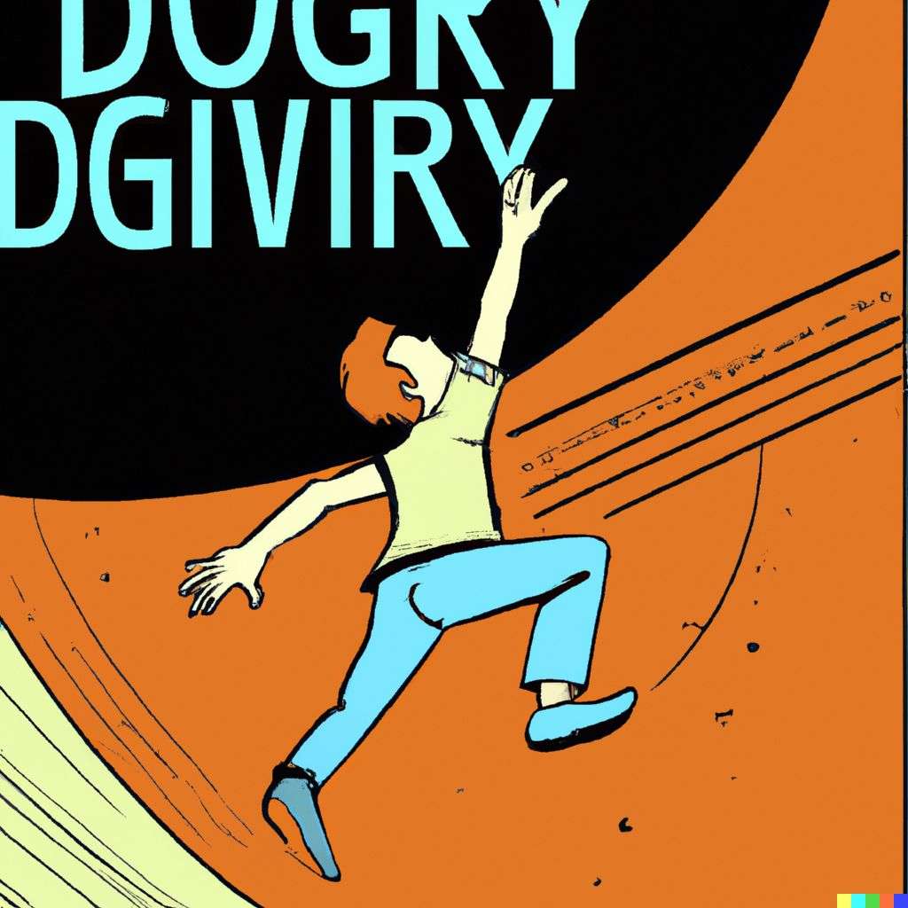 the discovery of gravity, retro comic art, triadic color scheme